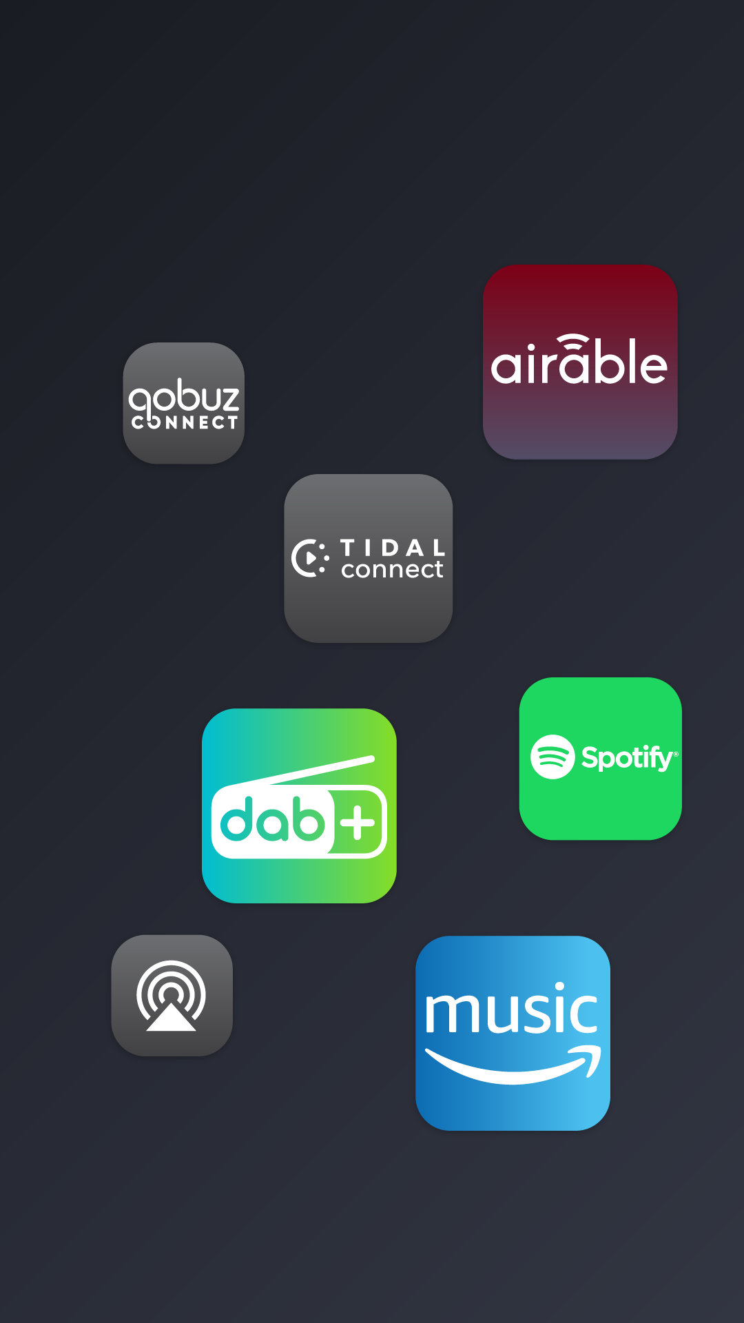Stream2Go: Music package – Streaming support for Spotify, Amazon Music, Tidal Connect, Qobuz Connect, Airable radio, DAB+ digital radio, and online broadcasting services. Bluetooth Classic, LE Audio, Auracast, hardware equalizer, IoT protocols, Wi-Fi 6, and setup app included in all packages.